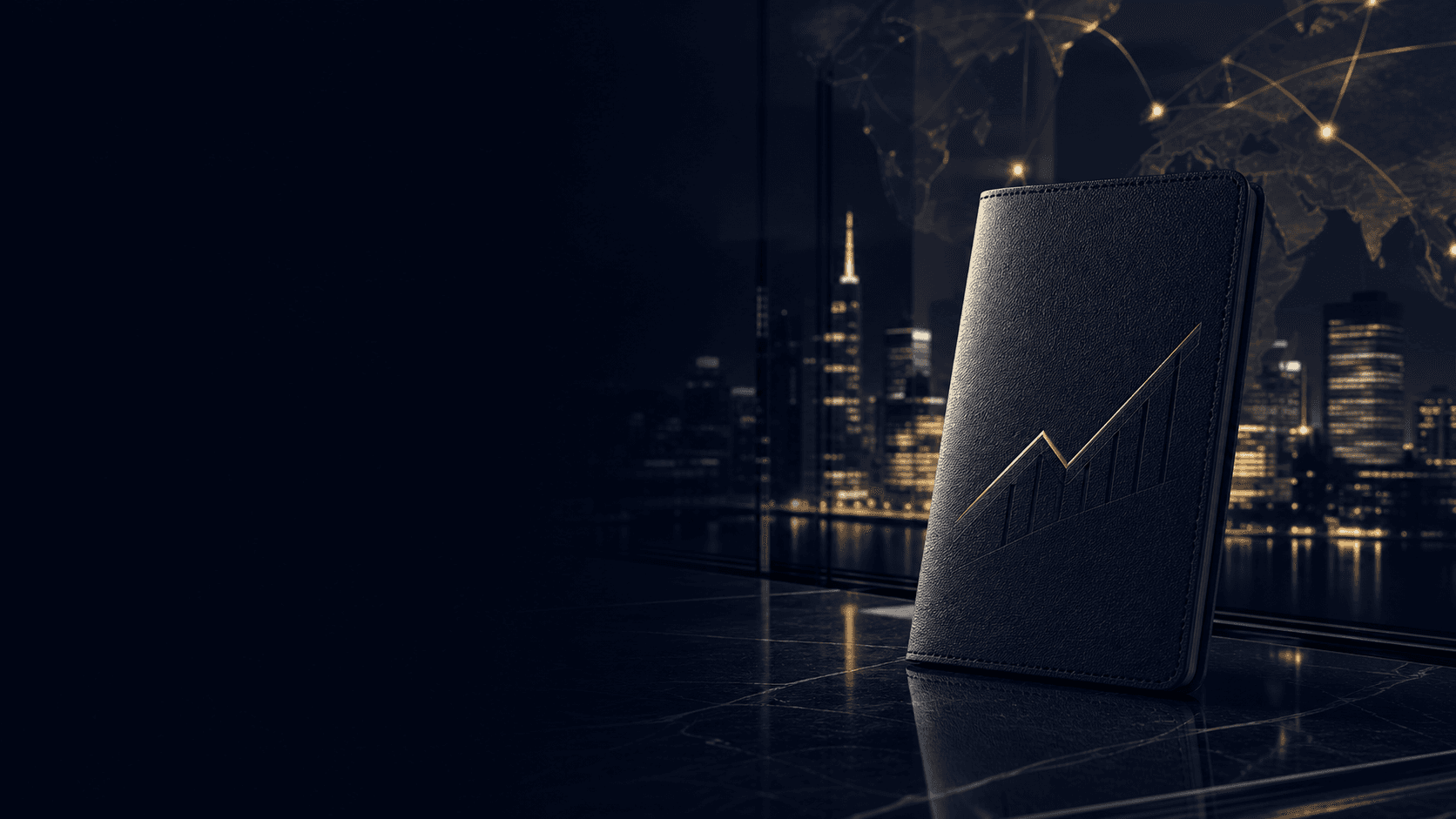 A navy passport-inspired cover representing access to global financial markets